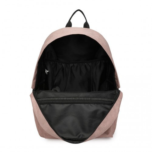 E1930 - Kono Durable Polyester Everyday Backpack With Sleek Design - Pink | Neil's Luggage Store