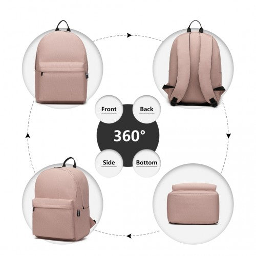 E1930 - Kono Durable Polyester Everyday Backpack With Sleek Design - Pink | Neil's Luggage Store