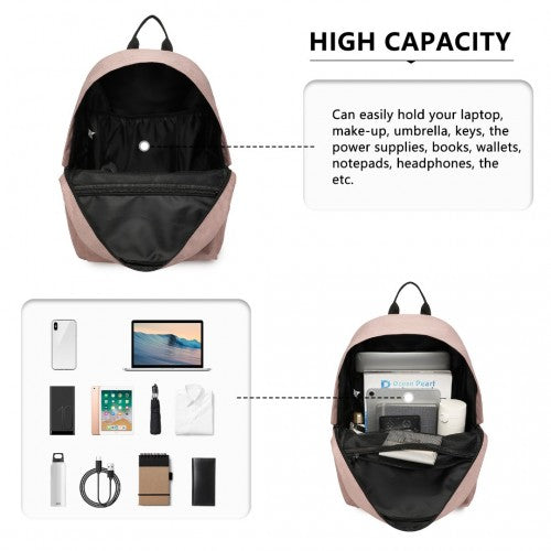 E1930 - Kono Durable Polyester Everyday Backpack With Sleek Design - Pink | Neil's Luggage Store