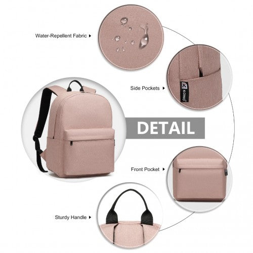 E1930 - Kono Durable Polyester Everyday Backpack With Sleek Design - Pink | Neil's Luggage Store