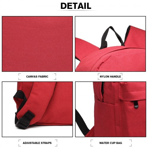 E1930 - Kono Durable Polyester Everyday Backpack With Sleek Design - Red | Neil's Luggage Store