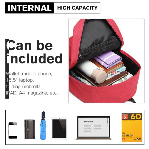 E1930 - Kono Durable Polyester Everyday Backpack With Sleek Design - Red | Neil's Luggage Store