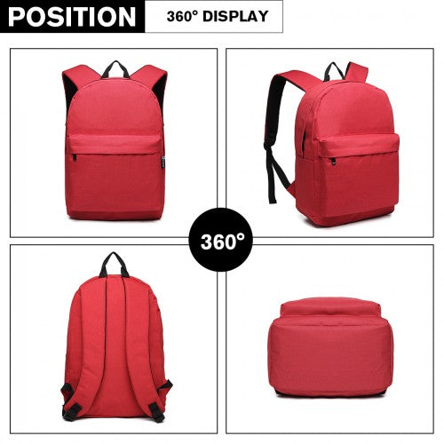 E1930 - Kono Durable Polyester Everyday Backpack With Sleek Design - Red | Neil's Luggage Store