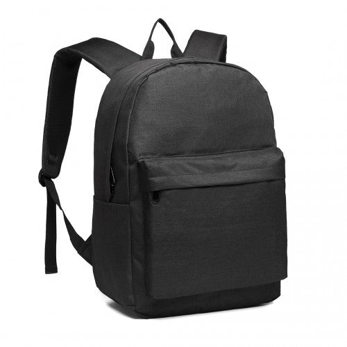 E1930 - Kono Durable Polyester Everyday Backpack With Sleek Design - Black | Neil's Luggage Store