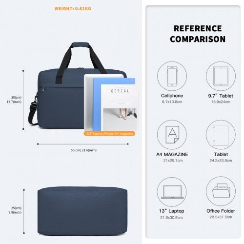 E1960L - Kono Lightweight Multi Purpose Unisex Sports Travel Duffel Bag - Navy | Neil's Luggage Store