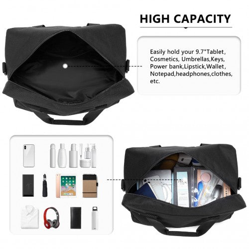 E1960M - Kono Lightweight Multi Purpose Unisex Sports Travel Duffel Bag - Black | Neil's Luggage Store