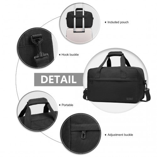E1960M - Kono Lightweight Multi Purpose Unisex Sports Travel Duffel Bag - Black | Neil's Luggage Store