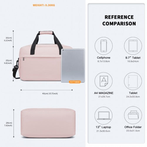 E1960M - Kono Lightweight Multi Purpose Unisex Sports Travel Duffel Bag - Pink | Neil's Luggage Store