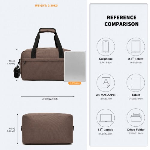 E1960S - Kono Lightweight Multi Purpose Unisex Sports Travel Duffel Bag - Brown | Neil's Luggage Store