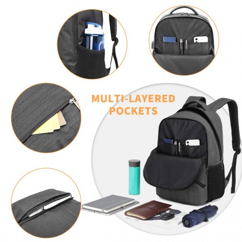 E1978 - Kono Multi Compartment Backpack with USB Connectivity - Grey | Neil's Luggage Store
