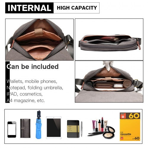 LB1925 - Kono Classic Expanding Messenger Bag - Grey | Neil's Luggage Store