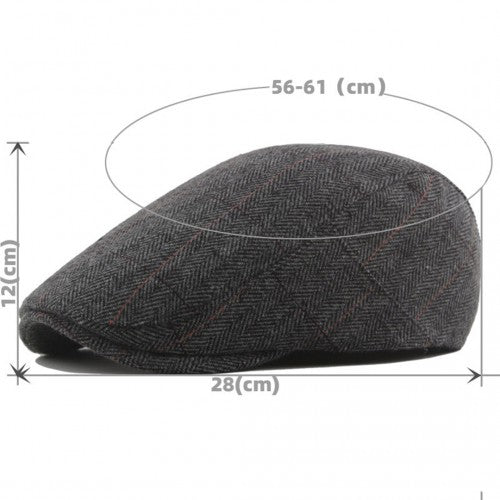 CAP-1 - Men's Newsboy Baker Boy Herringbone Flat Cap Hat - Grey | Neil's Luggage Store