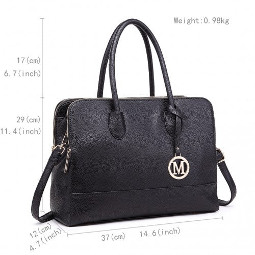 LT1726 - Miss Lulu Textured PU Leather Medium Size Classic Tote Bag Shoulder Bag | Neil's Luggage Store