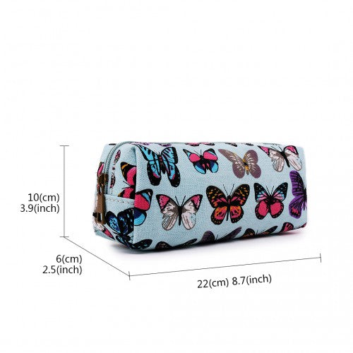 PC-B - Miss Lulu Canvas Pencil Case Butterfly Blue | Neil's Luggage Store