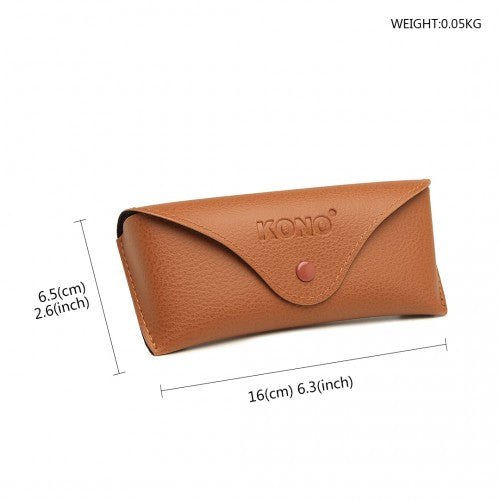 Kono Synthetic Leather Look Soft Sunglasses Case Brown Fits Most Sunglasses | Neil's Luggage Store