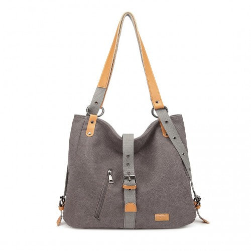 E6850-1 - Kono Casual Canvas Dual-Use Bag Large Capacity Shoulder Bag and Backpack - Grey | Neil's Luggage Store