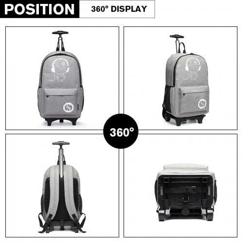 E6877 - Kono Multi-functional Glow-in-the-Dark Trolley Backpack - Grey | Neil's Luggage Store