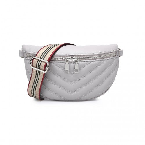 LB2307 - Miss Lulu Wide Strap Bum Bag Lightweight Adjustable Waist Bag - Grey | Neil's Luggage Store