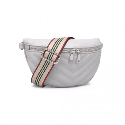 LB2307 - Miss Lulu Wide Strap Bum Bag Lightweight Adjustable Waist Bag - Grey | Neil's Luggage Store