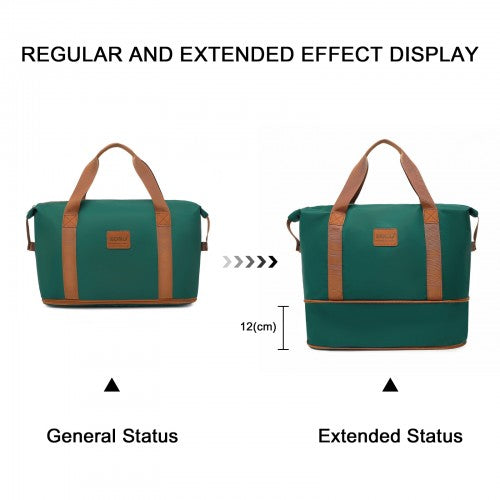 EA2212 - Kono Two Pieces Expandable Durable Waterproof Travel Duffel Bag Set - Green And Brown | Neil's Luggage Store