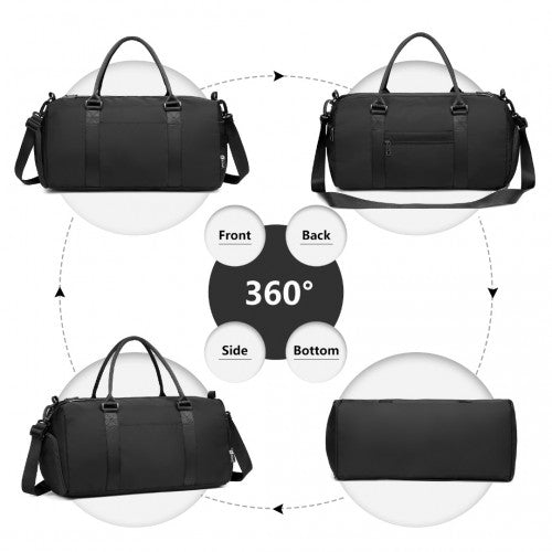 EA2213 - Kono Multi Waterproof Gym bag Carry On Weekend Bag - Black | Neil's Luggage Store