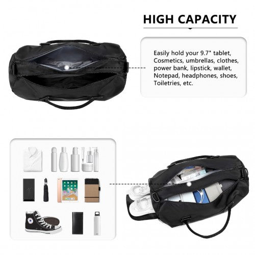EA2213 - Kono Multi Waterproof Gym bag Carry On Weekend Bag - Black | Neil's Luggage Store