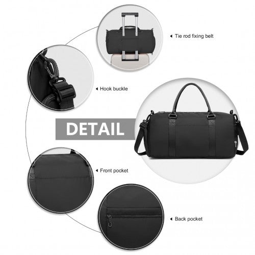 EA2213 - Kono Multi Waterproof Gym bag Carry On Weekend Bag - Black | Neil's Luggage Store