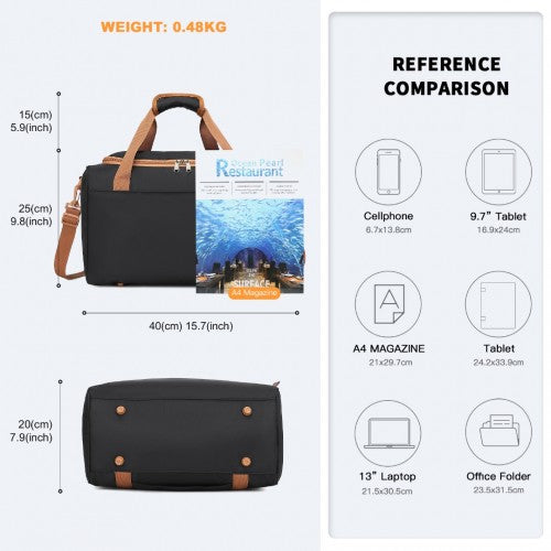 EA2321 - Kono Spacious Travel Storage Bag Handbag - Black And Brown | Neil's Luggage Store