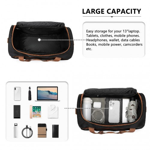 EA2321 - Kono Spacious Travel Storage Bag Handbag - Black And Brown | Neil's Luggage Store