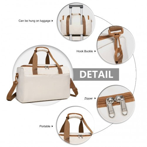EA2321 - Kono Spacious Travel Storage Bag Handbag - Cream | Neil's Luggage Store