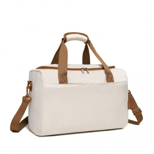 EA2321 - Kono Spacious Travel Storage Bag Handbag - Cream | Neil's Luggage Store