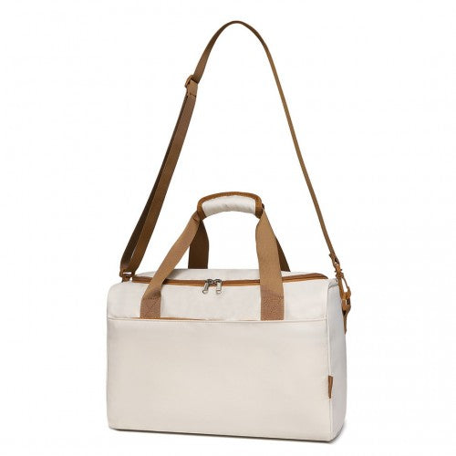 EA2321 - Kono Spacious Travel Storage Bag Handbag - Cream | Neil's Luggage Store
