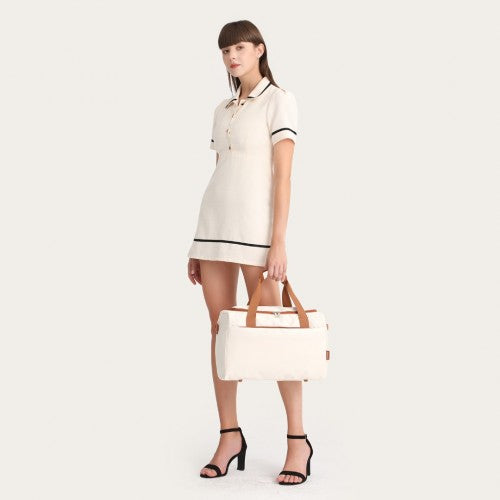 EA2321 - Kono Spacious Travel Storage Bag Handbag - Cream | Neil's Luggage Store