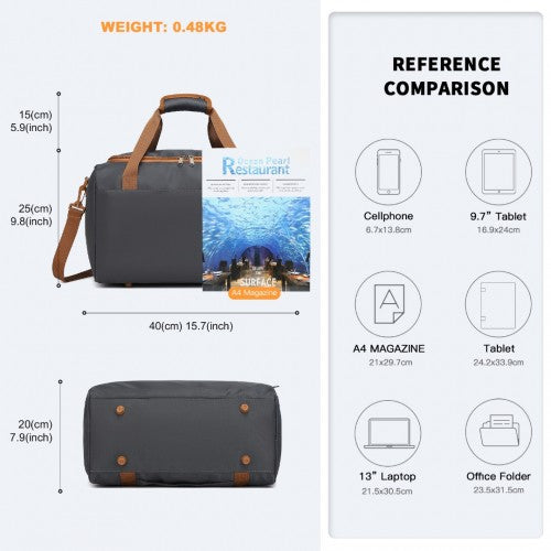 EA2321 - Kono Spacious Travel Storage Bag Handbag - Grey And Brown | Neil's Luggage Store
