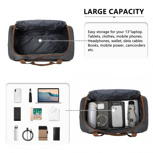 EA2321 - Kono Spacious Travel Storage Bag Handbag - Grey And Brown | Neil's Luggage Store