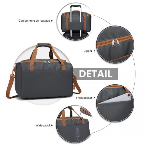 EA2321 - Kono Spacious Travel Storage Bag Handbag - Grey And Brown | Neil's Luggage Store