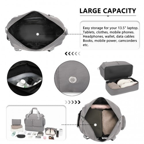 Kono Waterproof Travel Duffel Bag Set with Shoe Compartment - Black