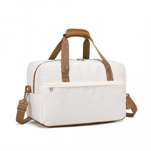 Kono Lightweight Foldable Under-Seat Travel Duffel Bag Medium - Beige & Brown