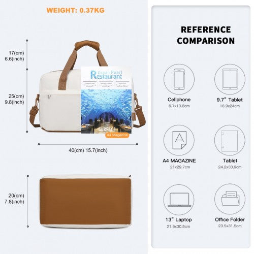 Kono Lightweight Foldable Under-Seat Travel Duffel Bag Medium - Beige & Brown