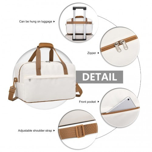 Kono Lightweight Foldable Under-Seat Travel Duffel Bag Medium - Beige & Brown