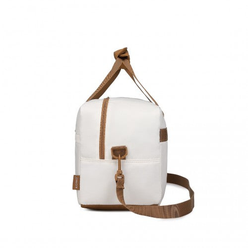 Kono Lightweight Foldable Under-Seat Travel Duffel Bag Medium - Beige & Brown