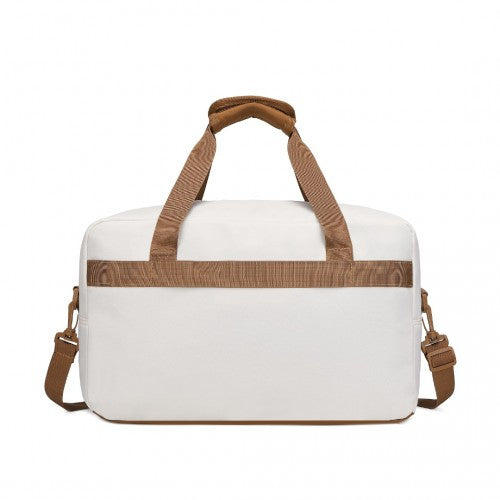 Kono Lightweight Foldable Under-Seat Travel Duffel Bag Medium - Beige & Brown