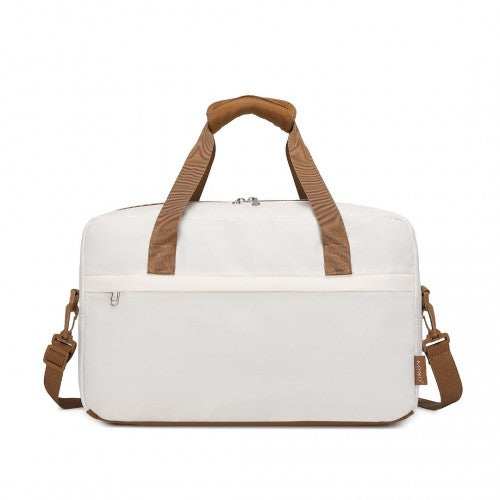 Kono Lightweight Foldable Under-Seat Travel Duffel Bag Medium - Beige & Brown