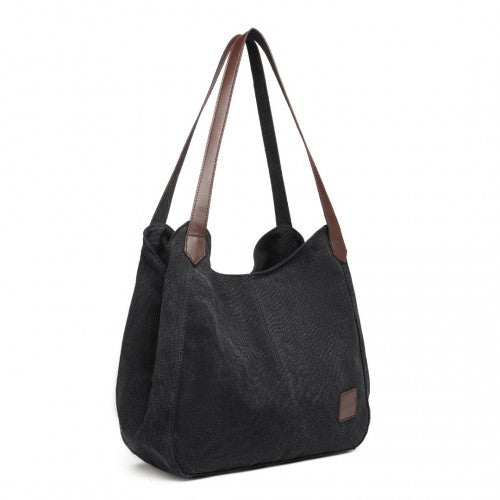 EB2040L - Kono Canvas Shoulder Tote Bag - Black | Neil's Luggage Store