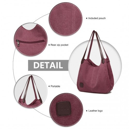EB2040L - Kono Canvas Shoulder Tote Bag - Claret | Neil's Luggage Store