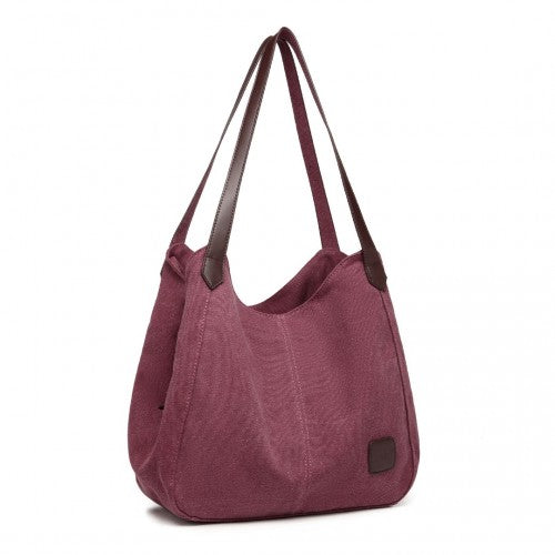 EB2040L - Kono Canvas Shoulder Tote Bag - Claret | Neil's Luggage Store