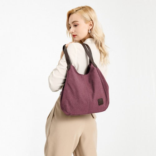 EB2040L - Kono Canvas Shoulder Tote Bag - Claret | Neil's Luggage Store