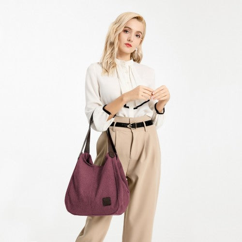 EB2040L - Kono Canvas Shoulder Tote Bag - Claret | Neil's Luggage Store
