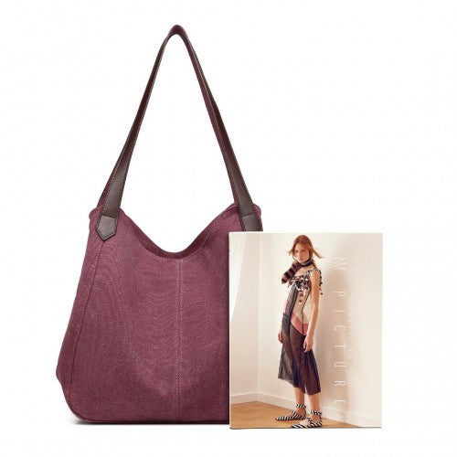 EB2040L - Kono Canvas Shoulder Tote Bag - Claret | Neil's Luggage Store