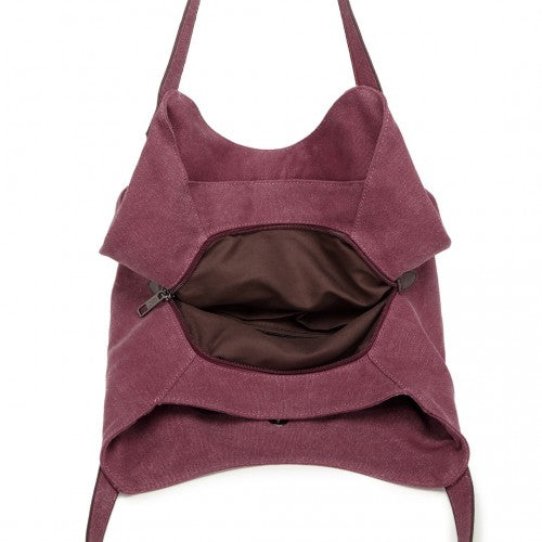 EB2040L - Kono Canvas Shoulder Tote Bag - Claret | Neil's Luggage Store